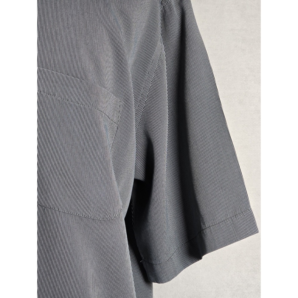 Breakwater Mens Shirt Pin Stripes Large Gray & Black Short Sleeve Rayon Button - Picture 6 of 16